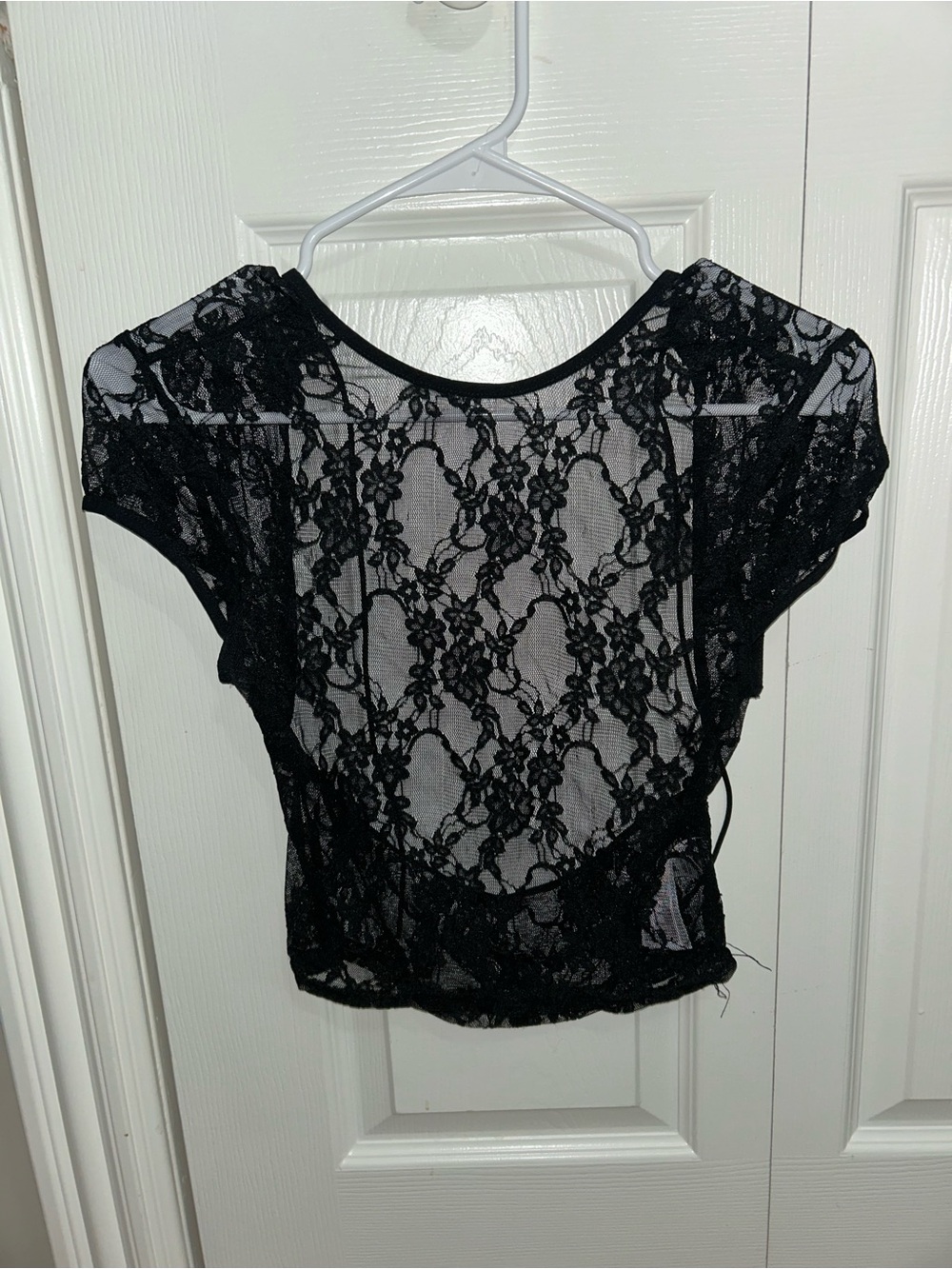 Edikted Black Sheer Floral Lace Crop Top